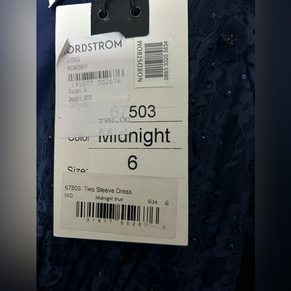 Mac Duggal 67503 NWT Floral A-line Evening Dress in Navy Blue - Picture 7 of 8